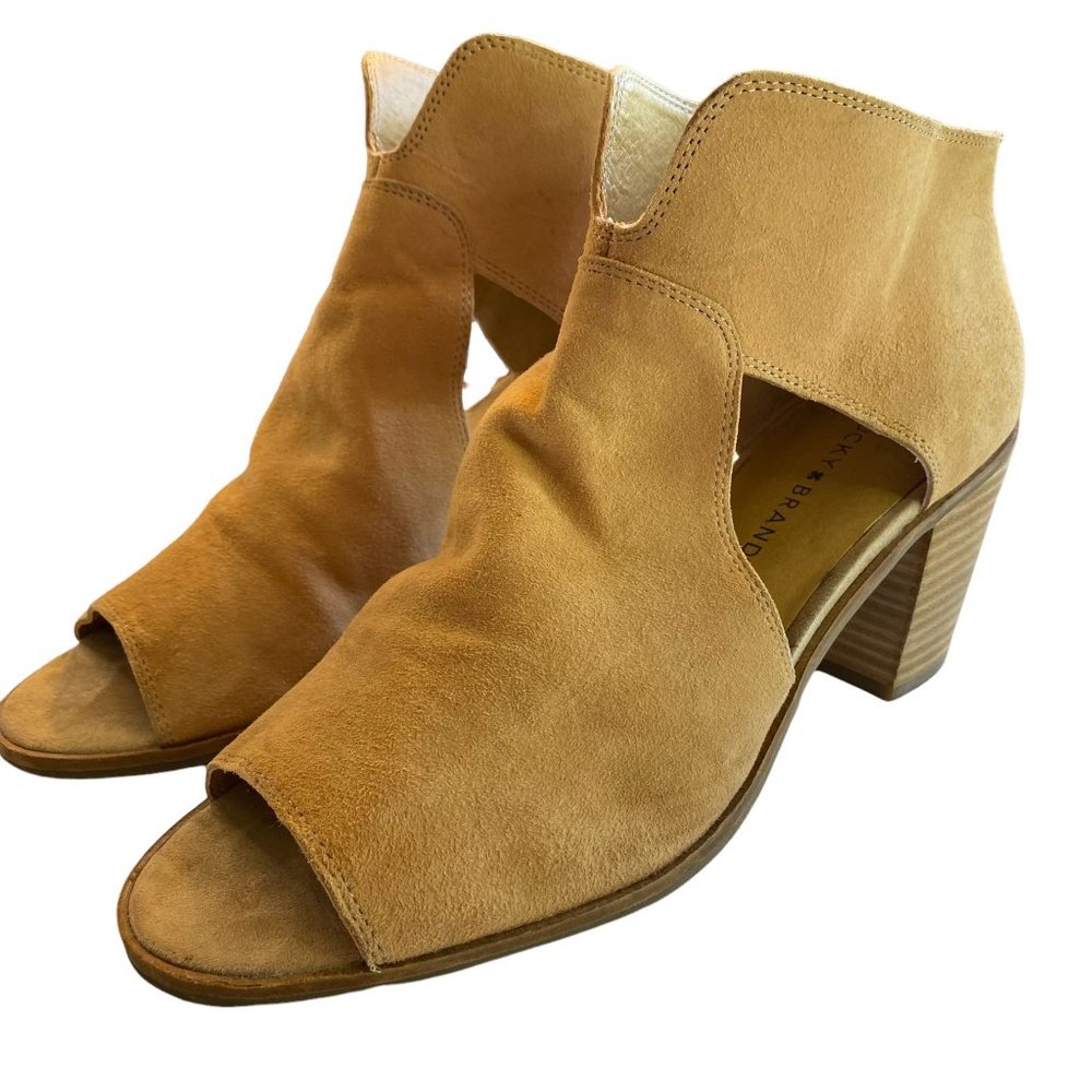 Lucky Brand Women's Karell Cutout Peep Toe Booties Size 11 M Laguna, MSRP $120